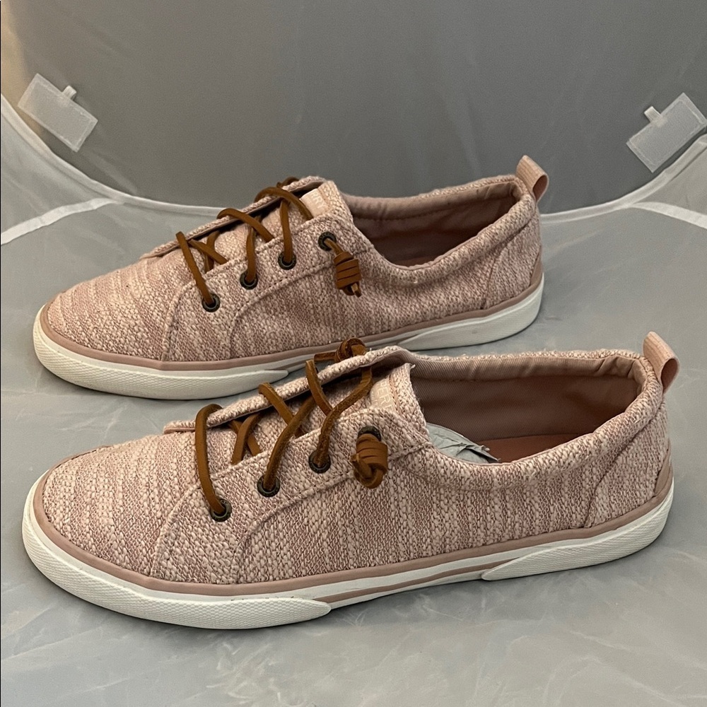 Sperry Women's Pier Wave Blush Pink Canvas Upper Slip On Sneakers - Size 9.5